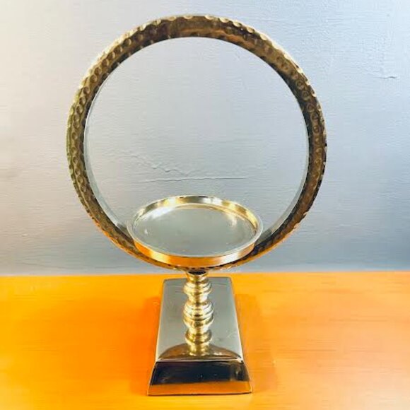 Beautiful Silverplate Circular Hammered Candle Holder, Centerpiece Candle Holder - Picture 2 of 12